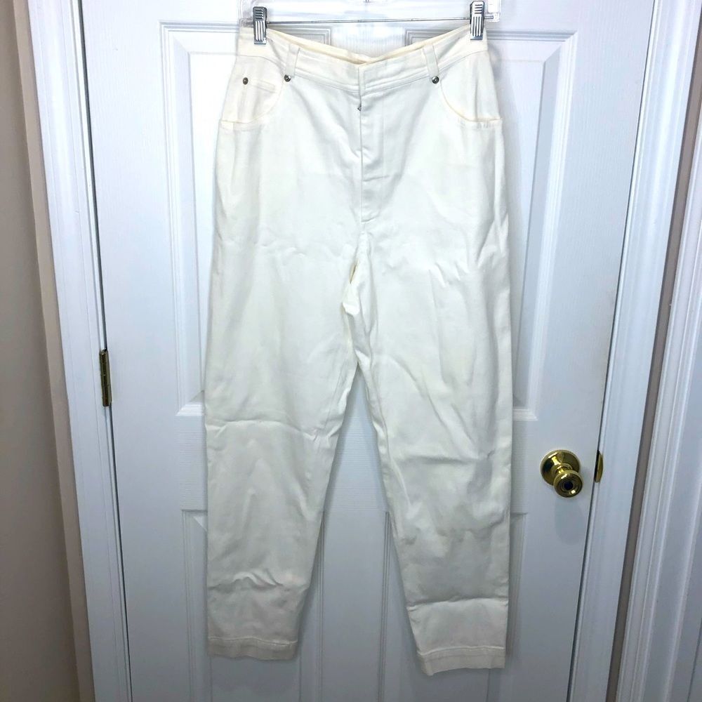 Ellen Tracy off white 4 pockets stretchy jeans pants, size 6